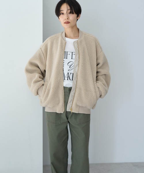 AMERICAN HOLIC(アメリカンホリック)の「ボアブルゾン(ブルゾン・レディース・チャコールグレー/ライトベージュ・M/L)」の6枚目の写真