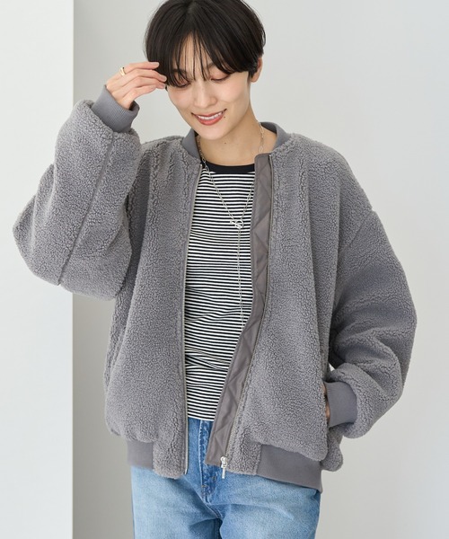 AMERICAN HOLIC(アメリカンホリック)の「ボアブルゾン(ブルゾン・レディース・チャコールグレー/ライトベージュ・M/L)」の8枚目の写真