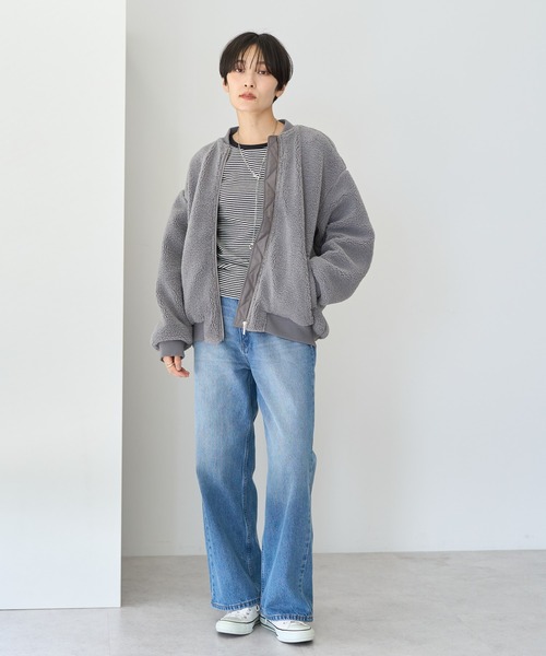 AMERICAN HOLIC(アメリカンホリック)の「ボアブルゾン(ブルゾン・レディース・チャコールグレー/ライトベージュ・M/L)」の11枚目の写真