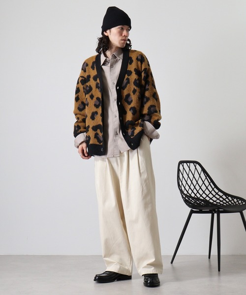 FUNALIVE(ファンアライブ)の「WS select 起毛 レオパード柄オーバーサイズカーディガン(カーディガン/ボレロ・メンズ・グレー/グレイッシュベージュ/ダークブルー/マスタード・M/L)」の21枚目の写真