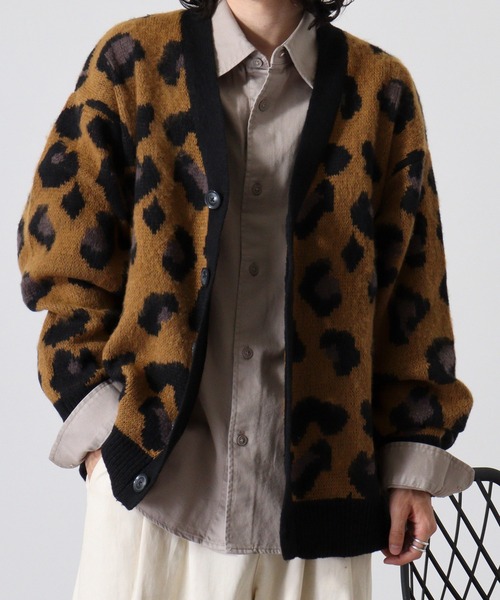 FUNALIVE(ファンアライブ)の「WS select 起毛 レオパード柄オーバーサイズカーディガン(カーディガン/ボレロ・メンズ・グレー/グレイッシュベージュ/ダークブルー/マスタード・M/L)」の19枚目の写真