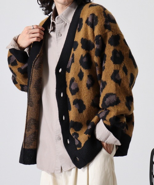 FUNALIVE(ファンアライブ)の「WS select 起毛 レオパード柄オーバーサイズカーディガン(カーディガン/ボレロ・メンズ・グレー/グレイッシュベージュ/ダークブルー/マスタード・M/L)」の20枚目の写真