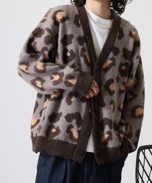 FUNALIVE(ファンアライブ)の「WS select 起毛 レオパード柄オーバーサイズカーディガン(カーディガン/ボレロ・メンズ・グレー/グレイッシュベージュ/ダークブルー/マスタード・M/L)」の11枚目の写真
