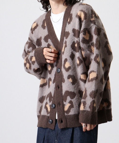 FUNALIVE(ファンアライブ)の「WS select 起毛 レオパード柄オーバーサイズカーディガン(カーディガン/ボレロ・メンズ・グレー/グレイッシュベージュ/ダークブルー/マスタード・M/L)」の12枚目の写真