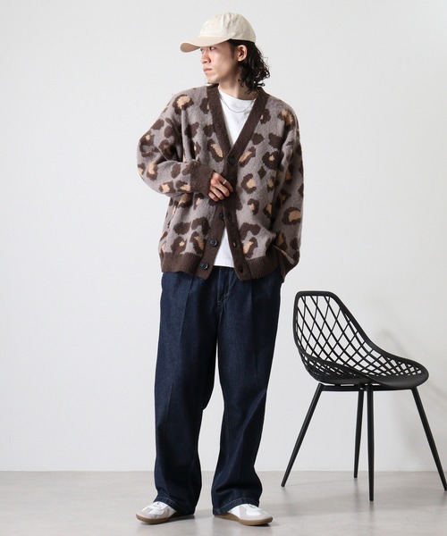 FUNALIVE(ファンアライブ)の「WS select 起毛 レオパード柄オーバーサイズカーディガン(カーディガン/ボレロ・メンズ・グレー/グレイッシュベージュ/ダークブルー/マスタード・M/L)」の13枚目の写真