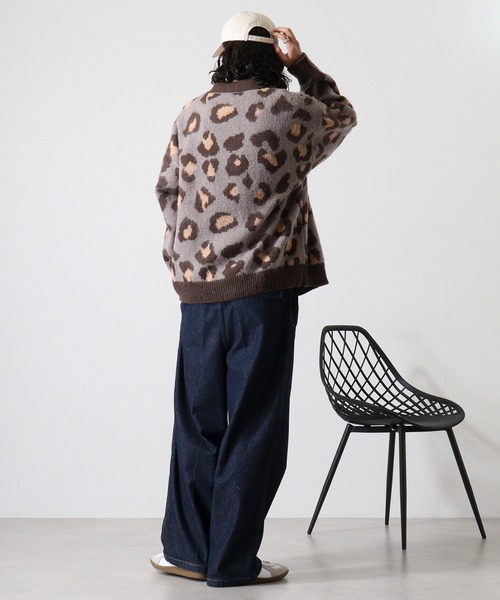 FUNALIVE(ファンアライブ)の「WS select 起毛 レオパード柄オーバーサイズカーディガン(カーディガン/ボレロ・メンズ・グレー/グレイッシュベージュ/ダークブルー/マスタード・M/L)」の14枚目の写真