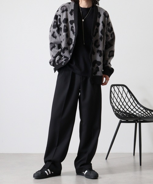 FUNALIVE(ファンアライブ)の「WS select 起毛 レオパード柄オーバーサイズカーディガン(カーディガン/ボレロ・メンズ・グレー/グレイッシュベージュ/ダークブルー/マスタード・M/L)」の8枚目の写真