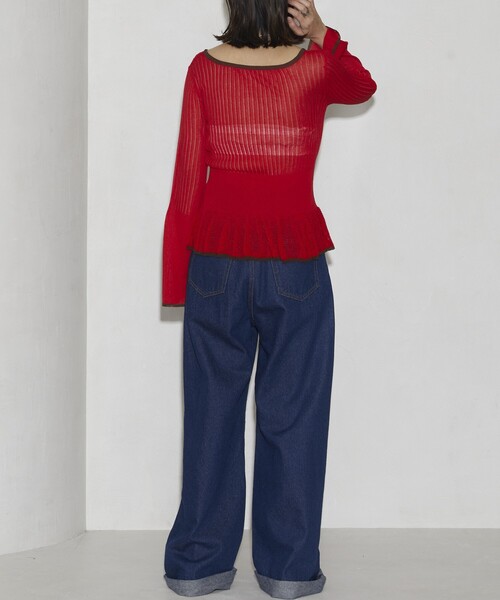 Firsthand（ファーストハンド）の「Firsthand/ファーストハンド スクエアネックシアーニット（ニット/セーター・レディース・ブラック/ブラウン/レッド・FREE）」の6枚目の写真