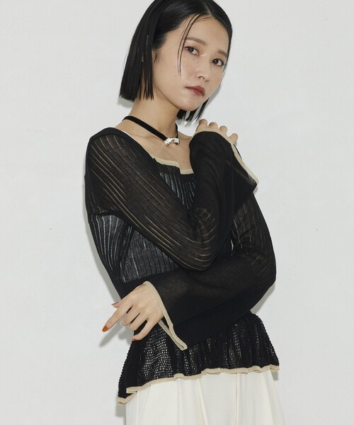 Firsthand（ファーストハンド）の「Firsthand/ファーストハンド スクエアネックシアーニット（ニット/セーター・レディース・ブラック/ブラウン/レッド・FREE）」の12枚目の写真