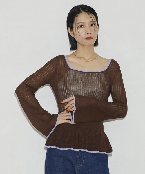 Firsthand（ファーストハンド）の「Firsthand/ファーストハンド スクエアネックシアーニット（ニット/セーター・レディース・ブラック/ブラウン/レッド・FREE）」の18枚目の写真