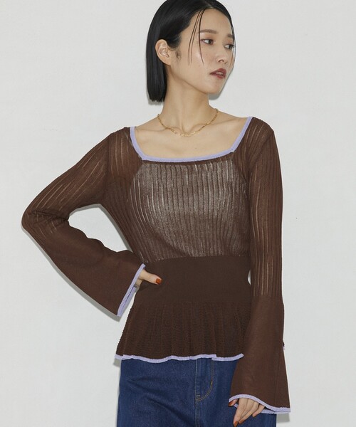 Firsthand（ファーストハンド）の「Firsthand/ファーストハンド スクエアネックシアーニット（ニット/セーター・レディース・ブラック/ブラウン/レッド・FREE）」の19枚目の写真