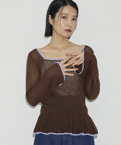 Firsthand（ファーストハンド）の「Firsthand/ファーストハンド スクエアネックシアーニット（ニット/セーター・レディース・ブラック/ブラウン/レッド・FREE）」の22枚目の写真