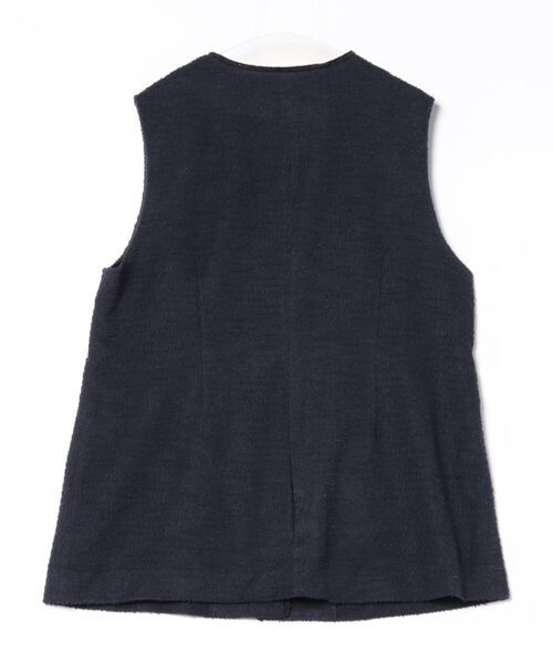 【セール】【L～5L 大きいサイズ】フリンジ使いツィードジレ（ベスト）｜fleur by mint breeze（フルールバイミントブリーズ）