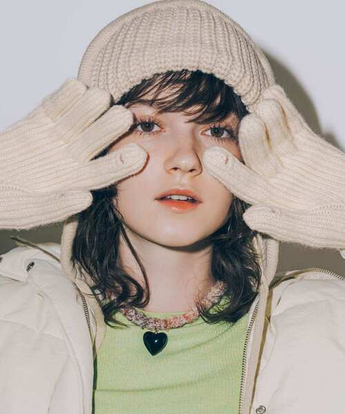 SMELLY(スメリー)の「リブニットフライトキャップ(ニットキャップ/ビーニー・レディース・チャコールグレー/グレー/ベージュ/モカ・-)」の5枚目の写真