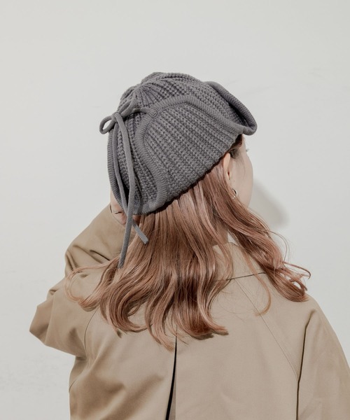 SMELLY(スメリー)の「リブニットフライトキャップ(ニットキャップ/ビーニー・レディース・チャコールグレー/グレー/ベージュ/モカ・-)」の16枚目の写真