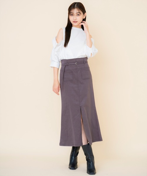 【セール】配色ステッチＡラインスカート（スカート）｜REDYAZEL（レディアゼル）