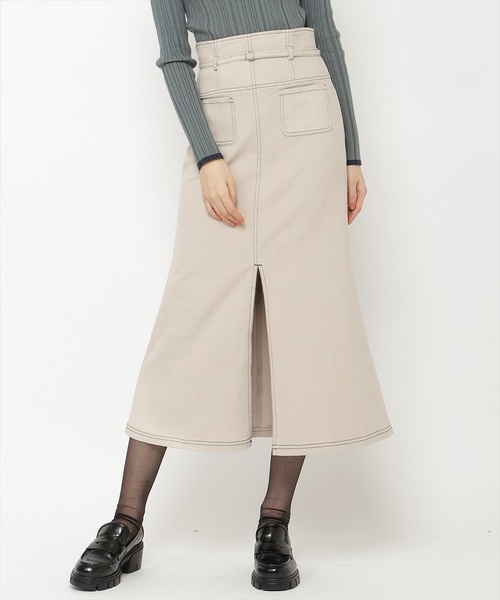 【セール】配色ステッチＡラインスカート（スカート）｜REDYAZEL（レディアゼル）