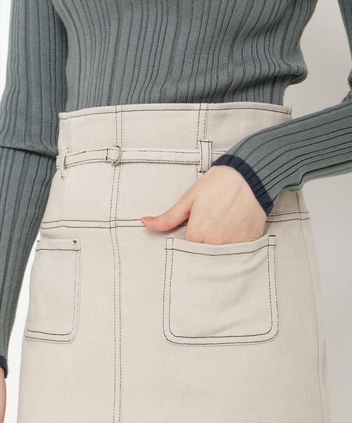 【セール】配色ステッチＡラインスカート（スカート）｜REDYAZEL（レディアゼル）