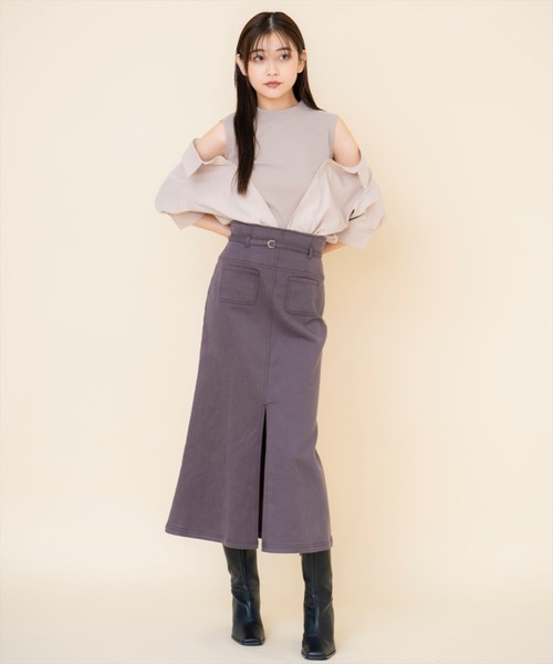 【セール】配色ステッチＡラインスカート（スカート）｜REDYAZEL（レディアゼル）