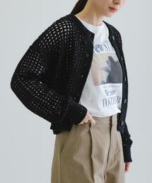 スパンコールメッシュニットカーディガン