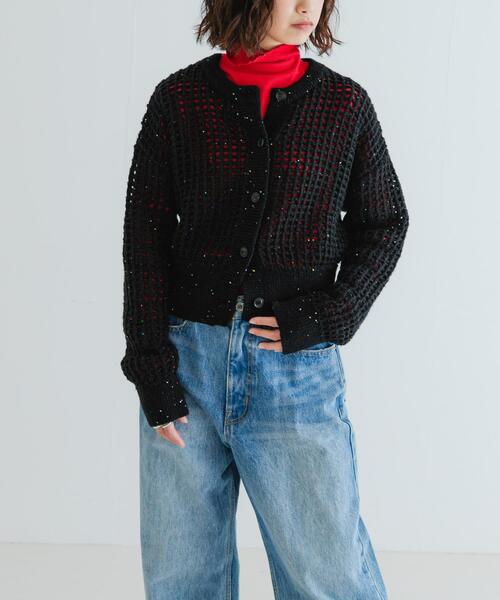 URBAN RESEARCH(アーバンリサーチ)の「スパンコールメッシュニットカーディガン(カーディガン/ボレロ・レディース・グレー/ブラック・FREE)」の12枚目の写真