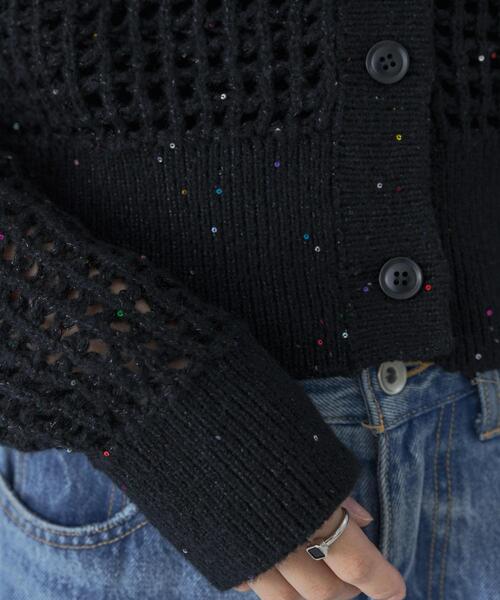 URBAN RESEARCH(アーバンリサーチ)の「スパンコールメッシュニットカーディガン(カーディガン/ボレロ・レディース・グレー/ブラック・FREE)」の15枚目の写真