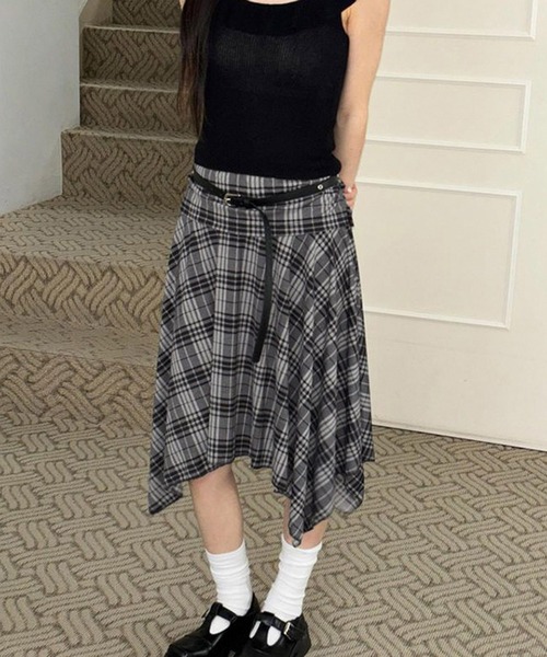 HALEY PESCA（ヘーリーペスカ）の「HALEY PESCA/ギークチェック　アンバランスミディアムスカート（スカート・レディース・グレー・SMALL/LARGE/MEDIUM）」の3枚目の写真