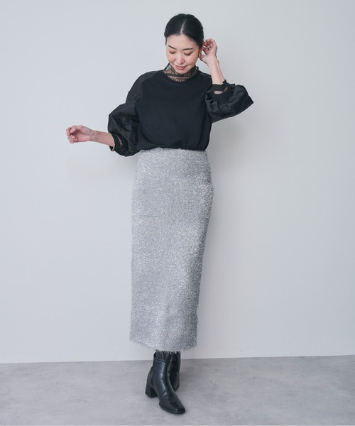 ラメニットタイトスカート（スカート）｜DOLLUPOOPS（ドールアップウップス）