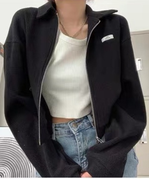 おしゃれスタ(オシャレスタ)の「ワンポイントダブルジッパートレーナー(ニット/セーター・レディース・ホワイト/グレー/ブラック・M/L/XL/XXL)」の17枚目の写真