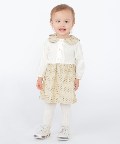 SHIPS（シップス）の「SHIPS KIDS:80～90cm / ドット カラー ワンピース（ワンピース・キッズ・ネイビー/オフホワイト・90/80）」の4枚目の写真