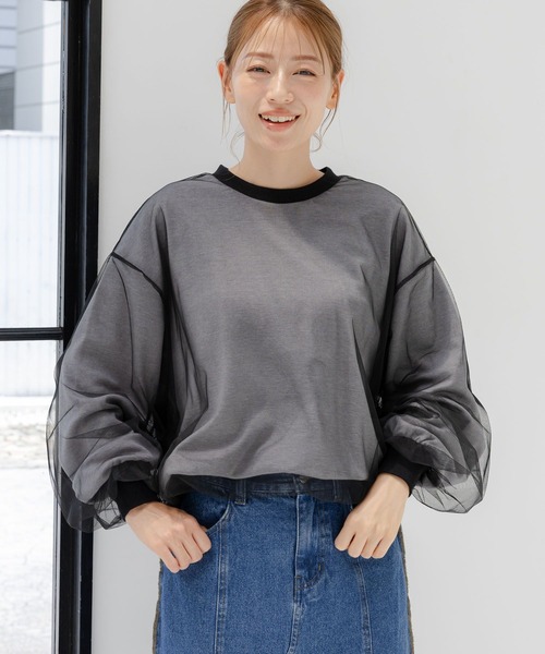 LAKOLE(ラコレ)の「チュールレイヤードプルオーバー / 152258(スウェット・レディース・グレー/アイボリー/ブラック・FREE)」の2枚目の写真