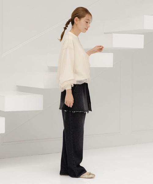 LAKOLE(ラコレ)の「チュールレイヤードプルオーバー / 152258(スウェット・レディース・グレー/アイボリー/ブラック・FREE)」の10枚目の写真