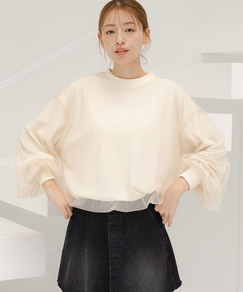 LAKOLE(ラコレ)の「チュールレイヤードプルオーバー / 152258(スウェット・レディース・グレー/アイボリー/ブラック・FREE)」の12枚目の写真