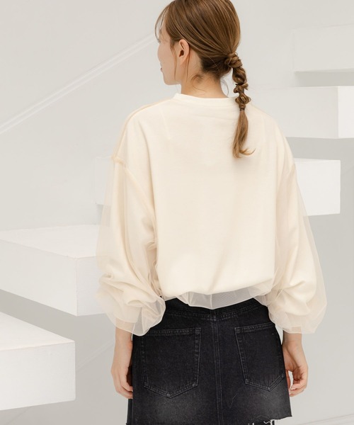 LAKOLE(ラコレ)の「チュールレイヤードプルオーバー / 152258(スウェット・レディース・グレー/アイボリー/ブラック・FREE)」の14枚目の写真