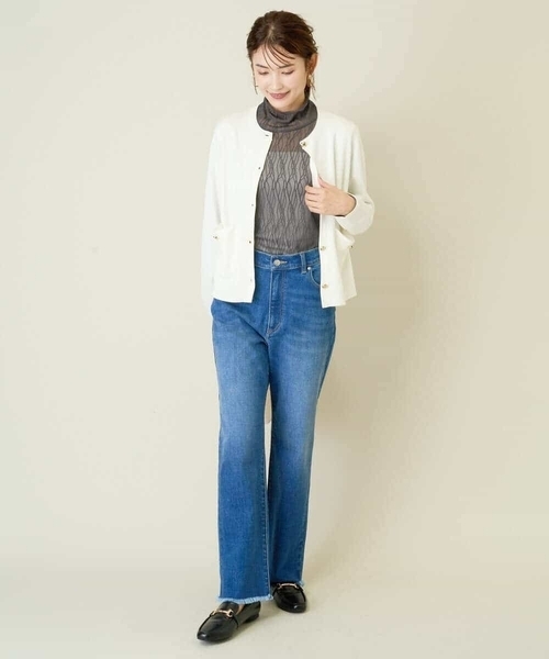 a.v.v(アーヴェヴェ)の「ミラノリブニットカーディガン(カーディガン/ボレロ・レディース・アイボリー/ブラック・40/38/36/42/34)」の7枚目の写真