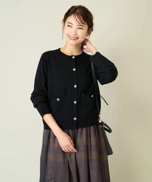 a.v.v(アーヴェヴェ)の「ミラノリブニットカーディガン(カーディガン/ボレロ・レディース・アイボリー/ブラック・40/38/36/42/34)」の10枚目の写真