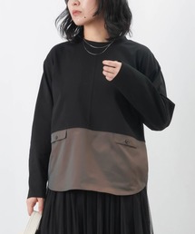 LC/LLL 異素材ブロッキングロングスリーブプルオーバー / バックタック玉虫切替カットソー