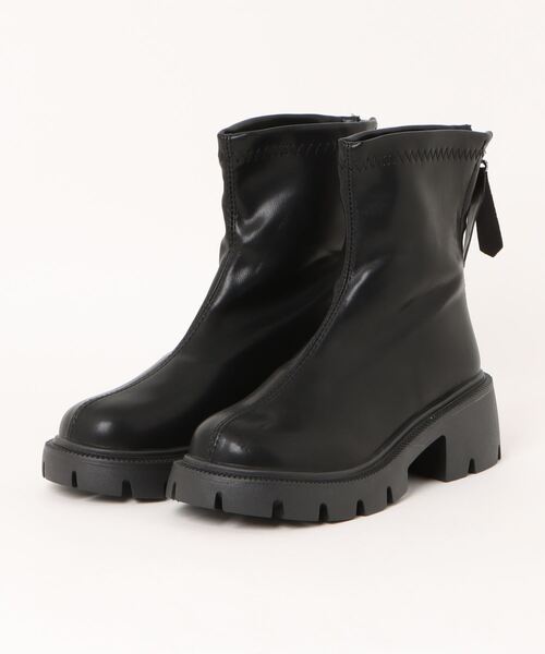 STYLEBLOCK（スタイルブロック）の「バックファスナー付き太ヒールショートブーツ（ブーツ・レディース・ブラック/ブラウン・35/36/37/38/39/40）」の5枚目の写真