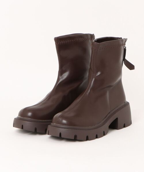 STYLEBLOCK（スタイルブロック）の「バックファスナー付き太ヒールショートブーツ（ブーツ・レディース・ブラック/ブラウン・35/36/37/38/39/40）」の6枚目の写真