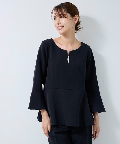 Jayro（ジャイロ）の「【360度ストレッチ】セットアップ対応ペプラムブラウス（シャツ/ブラウス・レディース・ブラック/ネイビー/ベージュ・L/M/S）」の15枚目の写真