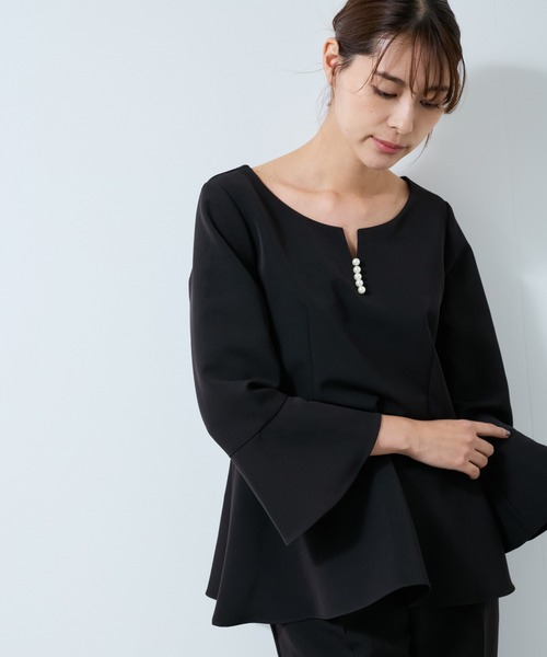 Jayro（ジャイロ）の「【360度ストレッチ】セットアップ対応ペプラムブラウス（シャツ/ブラウス・レディース・ブラック/ネイビー/ベージュ・L/M/S）」の18枚目の写真