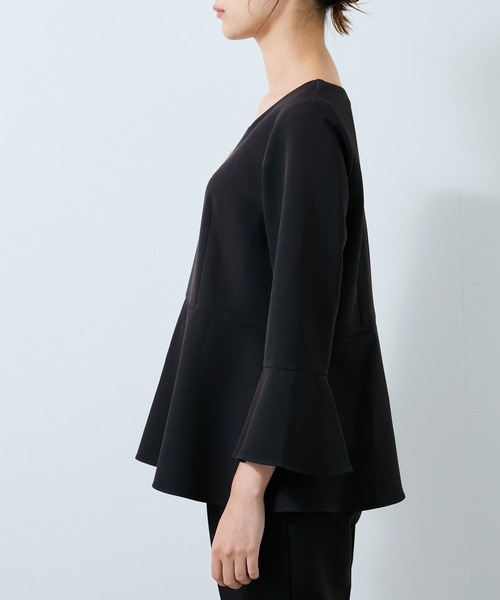 Jayro（ジャイロ）の「【360度ストレッチ】セットアップ対応ペプラムブラウス（シャツ/ブラウス・レディース・ブラック/ネイビー/ベージュ・L/M/S）」の9枚目の写真