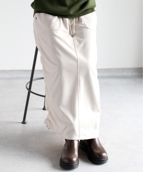 cepo（セポ）の「ツイルジャージーナロースカート（スカート・レディース・チャコール/グレー/オフホワイト・M）」の2枚目の写真