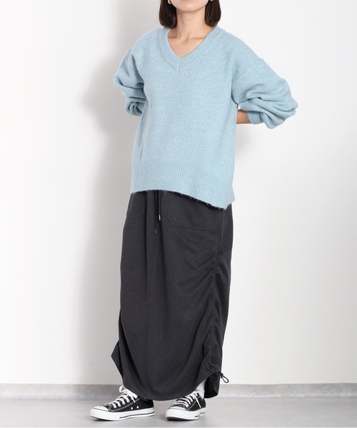 cepo（セポ）の「ツイルジャージーナロースカート（スカート・レディース・チャコール/グレー/オフホワイト・M）」の9枚目の写真