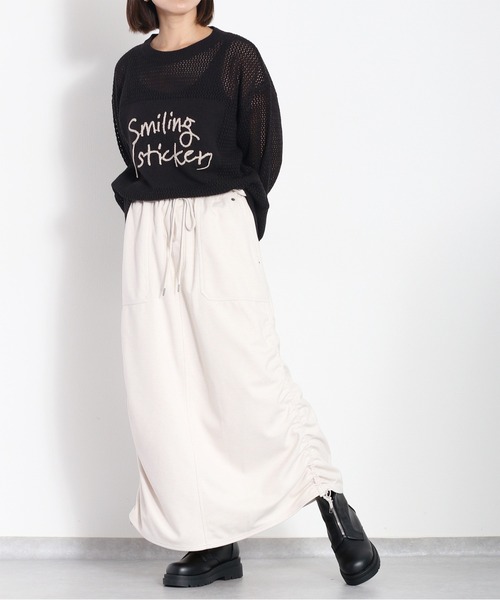 cepo（セポ）の「ツイルジャージーナロースカート（スカート・レディース・チャコール/グレー/オフホワイト・M）」の18枚目の写真