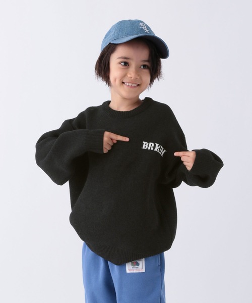 BAYFLOW（ベイフロー）の「[汚れても安心♪] 洗えるHAPPYニット(KIDS)（ニット/セーター・キッズ・ネイビー/イエロー/ピンク/ブラウン/グリーン/オフホワイト/ブラック/オレンジ・110cm/120cm/130cm/140cm/150cm）」の3枚目の写真