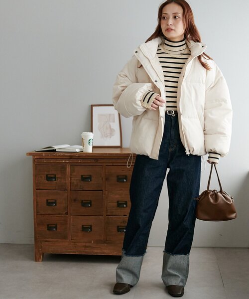 DISCOAT（ディスコート）の「【WEB限定】裾ラウンドフェイクダウン（ダウンジャケット/コート・レディース・アイボリー/ブラック/カーキ・FREE）」の8枚目の写真