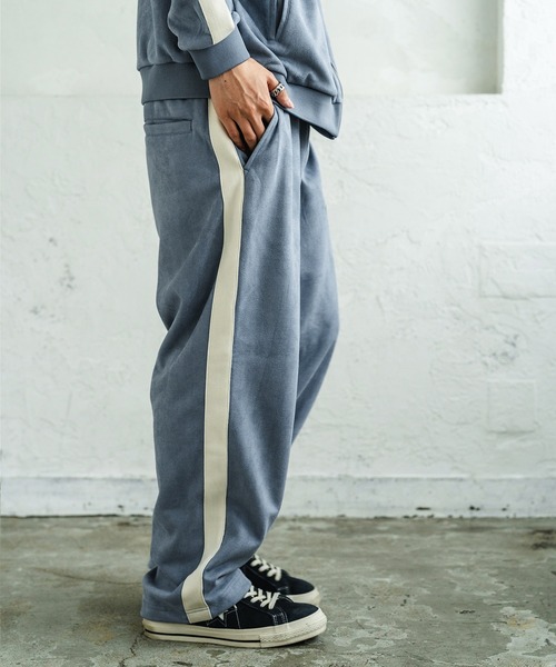 SIDEWAY STANCE(サイドウェイスタンス)の「【SIDEWAY STANCE】オーバルロゴ ワンポイント刺しゅう スエード ラインパンツ(スウェットパンツ・メンズ・ベージュ/ブラック/ブルー・SMALL/MEDIUM/LARGE)」の17枚目の写真