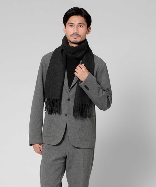 Right-on（ライトオン）の「ダブルフェイスマフラー（マフラー・メンズ・ネイビー/オレンジ/グレー/ブラック・フリー）」の6枚目の写真