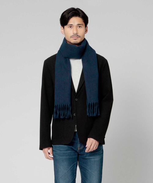 Right-on（ライトオン）の「ダブルフェイスマフラー（マフラー・メンズ・ネイビー/オレンジ/グレー/ブラック・フリー）」の13枚目の写真